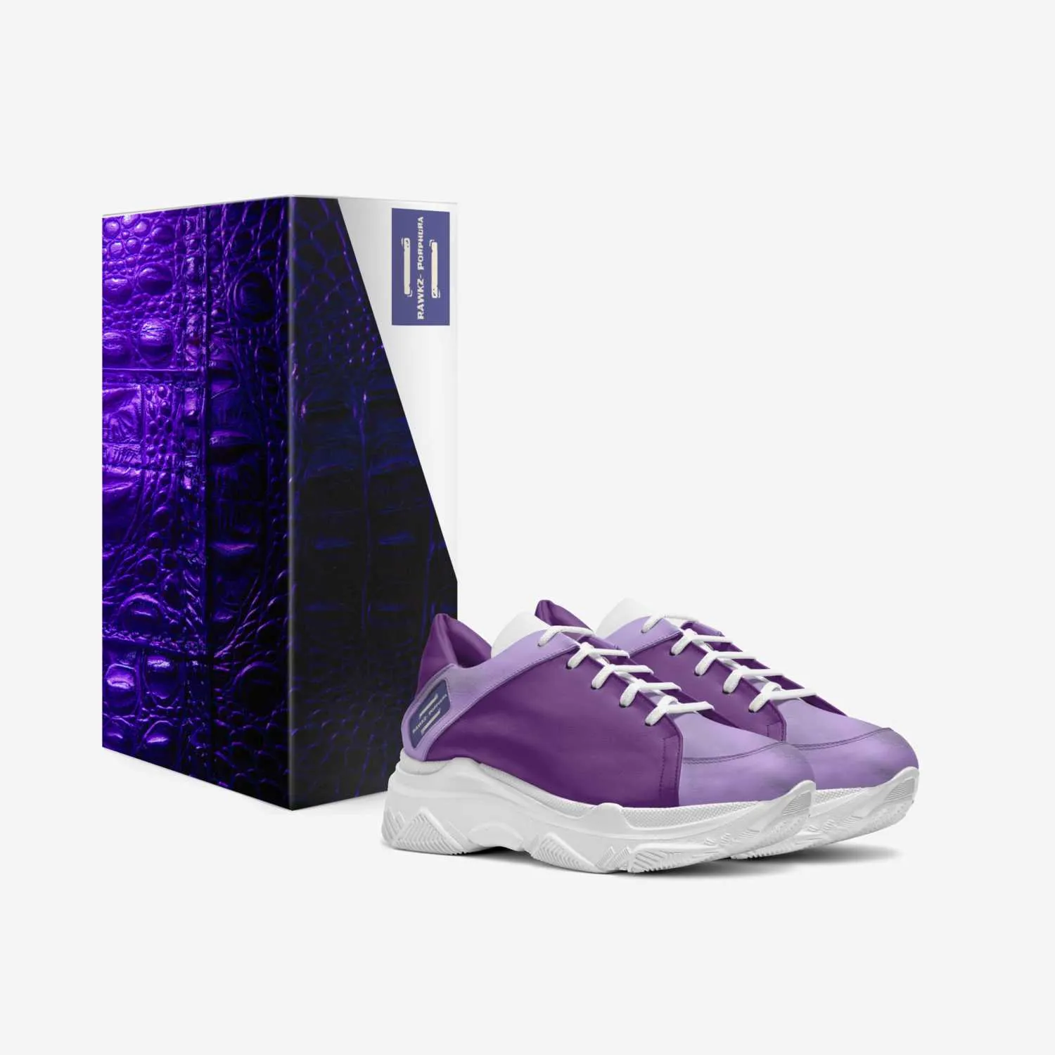RAWKZ Porphura classic low-top sneaker with its presentation box